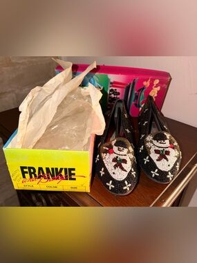 Vintage Frankie and Baby Beverly Feldman Beaded Geisha Flats Box 10M